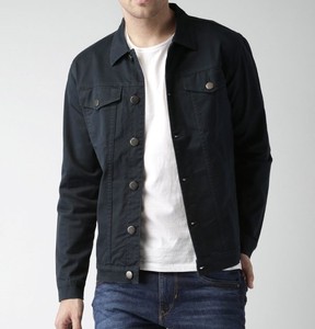 High Quality Luxury Streetwear <b>Punk</b> Denim Custom Logo 100% Cotton Black Zip Winter Thin Reversible Breathable <b>Jacket</b> Men - Product Image 5