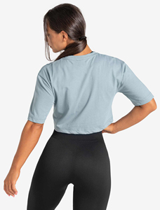 2025 último logotipo personalizado manga corta transpirable algodón tejido pesado gimnasio Crop Top camiseta camisetas de mujer - Product Image 2