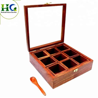 Boîte à épices en bois personnalisée OEM avec cuillère Boîte en bois massif faite à la main en bois à vendre par les exportateurs indiens