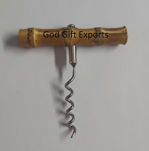 Vintage <strong>Red</strong> Stainless Steel Wine Corkscrew with Wooden <strong>Handle</strong> Metal Wine Bottle Opener with Bamboo <strong>Handle</strong> <strong>Flatware</strong> Sets - Product Image 1