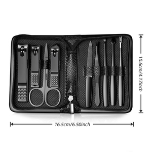 Ensemble professionnel de manucure et pédicure 9 pièces noir en acier inoxydable avec étui en cuir à fermeture éclair 2026 - Product Image 5