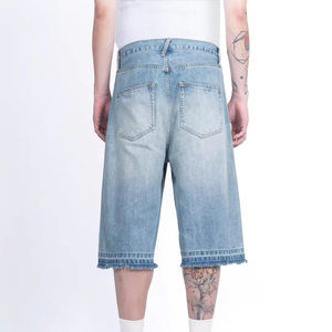 Pantalones Cortos Vaqueros de Mezclilla Holgados de Verano para Hombre, de Secado Rápido, Estilo Vintage, Casuales, a la Moda, Lavados, Cortos, Sólidos - Product Image 2