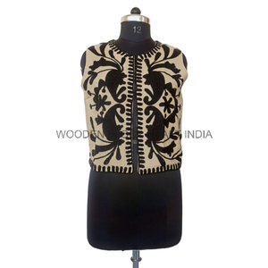 Chaqueta Corta Sin Mangas con Diseño Nuevo, Acolchada, Estampada, Bordada a Mano con Diseño Suzani, 100% Algodón, Floral, para Mujer, Ropa de Invierno, Reversible - Product Image 1