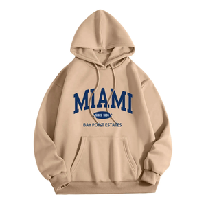 Sudadera con Capucha Miami Bay Point Estates para Hombre, Oversize, de Algodón French Terry, Casual, Otoñal, con Bolsillo - Product Image 4