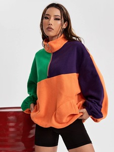 Sudaderas de estilo pulóver para mujer, sudaderas de bloque de color en blanco con estampado personalizado a precio barato para mujer - Product Image 4