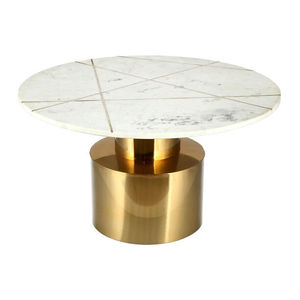 Prix de gros de l'Inde Designer moderne de luxe métal marbre dessus doré table basse ronde pour les mariages et les fêtes - Product Image 4