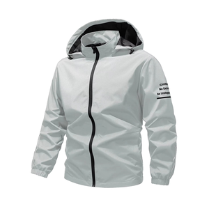 Veste à capuche coupe-vent tendance pour hommes, col montant, fermeture à glissière, vêtements de sport décontractés toutes saisons, manteau d'automne - Product Image 1