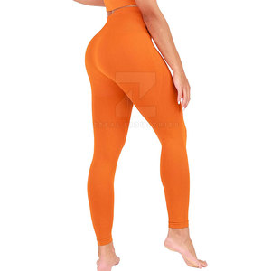 Femmes Solide Taille Moyenne Spandex/Nylon Léger Respirant Séchage Rapide Sans Couture Taille Élastique Leggings Gym Fitness Workout Yoga - Product Image 2