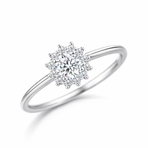 Anillo de Halo con Zirconia en Forma de Flor Romántica para Mujer, Chapado en Rodio, Plata de Ley 925, Regalo para Fiesta, Compromiso o Boda, Venta al Por Mayor - Product Image 1