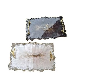 Bandeja de resina con forma de rectángulo negro y rosa, bandeja de servicio elegante para el hogar, mesa de comedor, mesa de centro, Decoración de cocina y regalo - Product Image 1