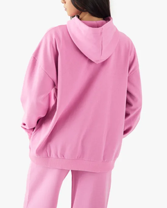 Nueva llegada de gran tamaño de las mujeres sudaderas con capucha Drop-hombro 100% algodón antiarrugas transpirable serigrafía letras sudaderas con capucha para mujer - Product Image 4