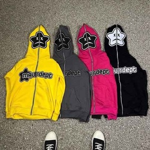 Sweat à capuche unisexe personnalisé 100% coton en éponge française surdimensionné avec fermeture éclair pour impression bouffante Logo 3D brodé hiver thermique - Product Image 3