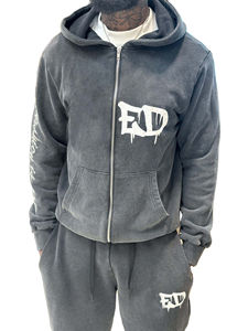 Conjunto Deportivo de Chándal con Capucha y Pantalones Jogger de Estilo Vintage con Lavado Ácido y Logotipo Personalizado 2026, para Hombre, Invierno, 2 en 1, Cortavientos, Talla Grande - Product Image 3