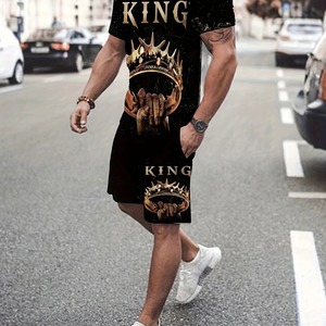 Ensembles de t-shirts stylés respirants en gros Ensemble de shorts au design tendance pour hommes Ensemble de chemises et shorts en coton imprimés en 3D - Product Image 3