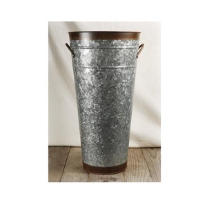 <b>Vintage</b> galvanized flower <b>vase</b> with metal craftsmanship for modern themed home and event decor - Product Image 1