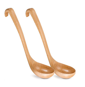 Cuchara de sopa de madera Diseño moderno Artesanía Mango colgante Cuchara de sopa de madera de acacia a precio barato - Product Image 2