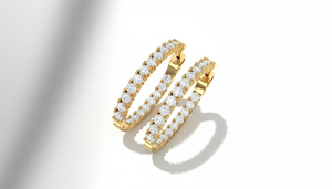 Pendientes de Aro de Oro con Diamantes de Imitación para Mujer - Product Image 4