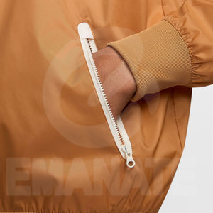 Good Quality Wholesale Price Hooded Canvas <b>Windbreaker</b> Jackets for Men Custom Size Rib Sleeves Waterproof Front Logo Streetwear - Product Image 4