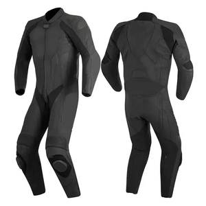 Combinaison de moto de course en cuir de vachette noire 1 pièce, équipement de protection CE en cuir de vachette pour hommes - Product Image 1