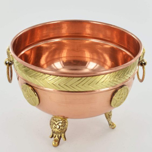 ชามใส่อาหารทำจากทองแดงบดชามผลไม้ทรงกลมขนาดกลางดีไซน์หรูหรา - Product Image 3