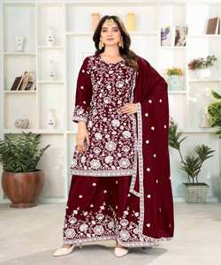 Venta al por mayor Turquía mujeres Abaya clásico moderno de talla grande Top Palazzo con Dupatta Arabia Saudita lujo Rani Color rayón transpirable - Product Image 4