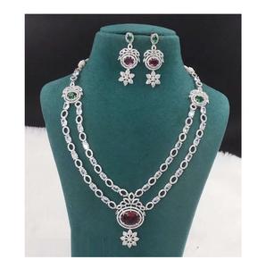 Ensemble de collier de travail en pierre AD en laiton de Style classique élégant pour femmes Occasions de fête d'anniversaire de mariage pendentifs de mode breloques - Product Image 1