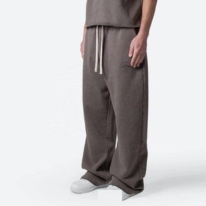 French Terry Oversized Washed Straight <b>Men's</b> Pants Heavyweight Cotton High Quality Streetwear <b>Men</b> Acid Wash <b>Trousers</b> - Product Image 3