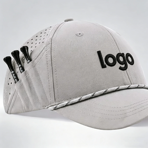 Gorra de Béisbol Gris Claro de 5 Paneles con Bolsillo para Tees de Golf, Logotipo Bordado, Cierre Magnético, Unisex, Primavera Verano, Casual, Deportiva, para Exteriores - Product Image 3