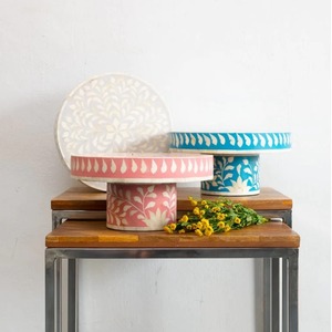 Le piédestal de socle de support de gâteau de cylindre de nacre bleue se tient pour la boulangerie et les desserts présentant - Product Image 6