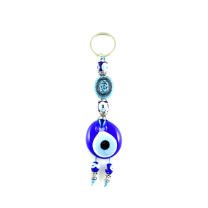 DAFNI BIG PAZAR Porte-clés mousqueton avec perle œil porte-bonheur - Forme 3D en métal tendance avec embouts émaillés uniques et impression en relief - Product Image 5
