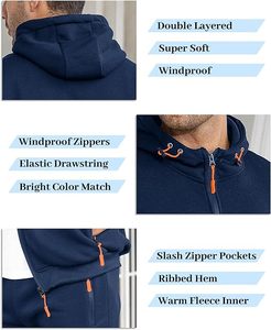 Ensemble de survêtements en molleton coupe ajustée pour hommes deux pièces en polyester Streetwear de gymnastique coupe-vent à capuche personnalisé - Product Image 6