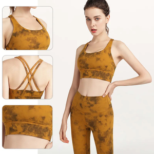 Soutien-gorge de sport élégant Tie Dye avec logo personnalisé Durable antichoc Yoga Gym Wear Dernière version Méthode d'impression personnalisée - Product Image 5