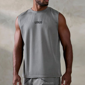 Chalecos acanalados de color sólido con logotipo personalizado, camiseta sin mangas de algodón transpirable, camiseta sin mangas acanalada sin costuras al por mayor para hombres, camiseta sin mangas de alta calidad - Product Image 1