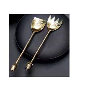 Juego exclusivo de servidor de ensalada de latón, utensilios de cocina comedor para mesa de fiesta para servir, uso en restaurante y hogar - Product Image 1