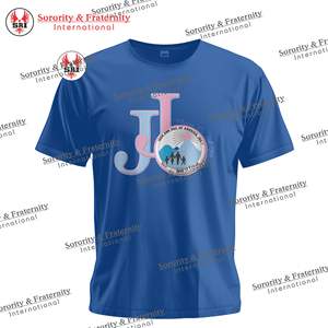 T-shirts brodés pour femmes avec lettres grecques de la sororité Jack and Jill |   T-shirt Jill of America Blue Half and Half Pullover rose et bleu - Product Image 6