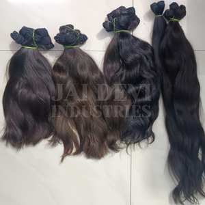 Cheveux humains vierges indiens pour extensions, ondulés, double trame, pointes pleines, cheveux Remy, 30 pièces, noir naturel - Product Image 4