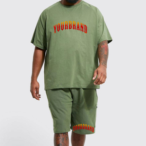 Venta al por mayor 100% algodón hombres Casual camiseta de gran tamaño Loose Fit Drop Shoulder con estampado patrón de peso pesado de talla grande - Product Image 3