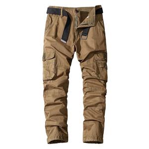 Pantalon formel en toile de coton pur pour homme, pantalon droit multi-poches en molleton, taille élastique, écologique - Product Image 2
