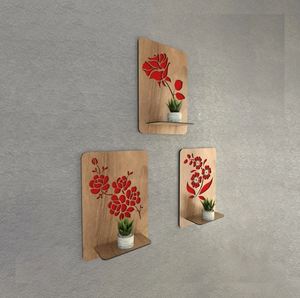 Flower fancy wooden wall <b>shelf</b> wall mounted storage <b>shelves</b> for home hotels living room kitchen bathroom home decor accessories - Product Image 3