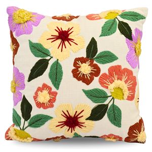 Funda de Almohada Decorativa Personalizable de Algodón Bordado a Mano con Diseño Floral Colorido, Estilo Boho Moderno para Sofá y Decoración del Hogar - Product Image 1