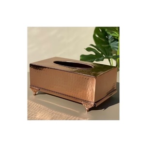 Caja de papel de seda de metal de cobre decorativa de mesa moderna clásica hecha a mano diseño elegante de lujo por proveedor - Product Image 1