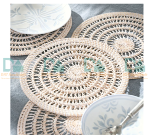 ชุดแผ่นรองจานและแก้วทรงกลมหวาย ขายดีปี 2025 ผลิตภัณฑ์รักษ์โลกสำหรับโต๊ะอาหาร เหมาะสำหรับเด็กทารกและเด็กในงานปาร์ตี้ งานฝีมือ DHT - Product Image 2