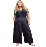 Pantalones estampados de pierna ancha para tallas grandes, fáciles de caminar y aspecto elegante, Pantalones de mujer con curvas de tela suave para mujer