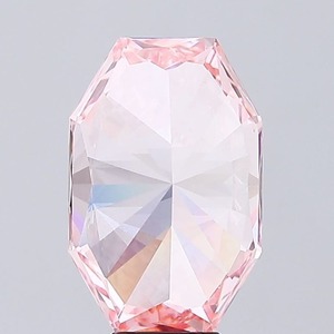 เพชรรูปทรงแปดเหลี่ยม7.61ct ปลูกในห้องปฏิบัติการ VVS2สีชมพูสดใสแฟนซี - Product Image 2