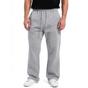 กางเกงวอร์มขาบานเอวกลางผ้าฟลีซคอตตอน 100% คุณภาพพรีเมียมสำหรับผู้ชาย พร้อมซิปกันน้ำ - Product Image 4