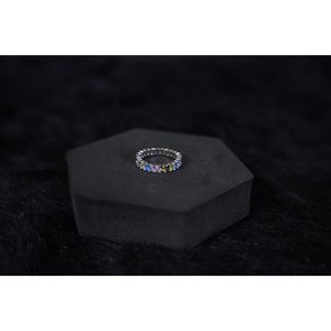 Anillo de Plata de Ley 925 con Baño de Platino y Piedra Natural, Diseño Multigeométrico, para Uso Diario, Promesa de Amor - Product Image 2