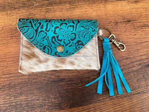 Nueva llegada única de piel en relieve estampado de piel tarjeta monedero cartera rectángulo titular de la tarjeta de crédito monedero con borla llaveros - Product Image 2