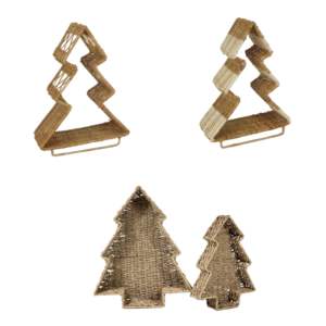 Árbol de pino de ratán tejido a mano respetuoso con el medio ambiente adorno de Navidad de temporada vacaciones rústicas decoración del hogar Idea de regalo - Product Image 1