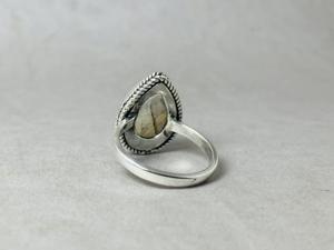 แหวนพลอย925สีเงินสเตอร์ลิงประดับอัญมณีสีรุ้งรูปลูกแพร์แหวนสำหรับงานแต่งงาน - Product Image 3