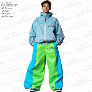 Streetwear personnalisé Survêtement coupe-vent Ensemble deux pièces Vestes surdimensionnées légères Patchwork Survêtement en nylon respirant pour hommes - Product Image 4
